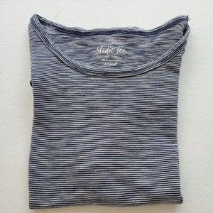 J. Crew Womens Studio Tee Short Sleeve Stripped Blue and White Cotton Size XS